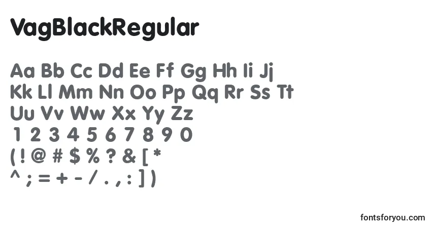 A fonte VagBlackRegular – alfabeto, números, caracteres especiais