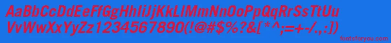 CommerceBlackSsiBoldItalic Font – Red Fonts on Blue Background
