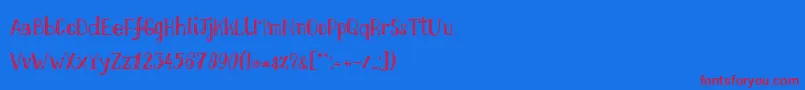 Nikolaidishand Font – Red Fonts on Blue Background