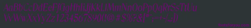 フォントDenverserialLightItalic – 黒い背景に紫のフォント