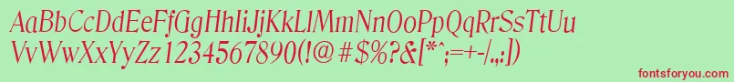 DenverserialLightItalic Font – Red Fonts on Green Background