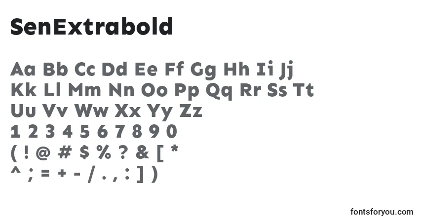 Шрифт SenExtrabold – алфавит, цифры, специальные символы