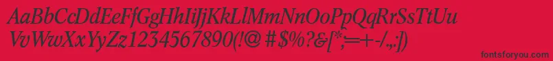 C791RomanItalic Font – Black Fonts on Red Background