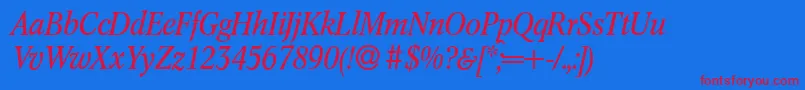C791RomanItalic-Schriftart – Rote Schriften auf blauem Hintergrund
