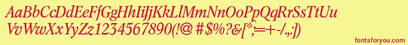 C791RomanItalic Font – Red Fonts on Yellow Background