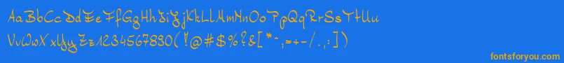 Weitere Informationen zur Bernd-Schriftart Bernd-Schriftart – Orangefarbene Schriften auf blauem Hintergrund