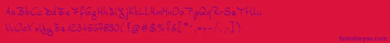 Bernd-Schriftart – Violette Schriften auf rotem Hintergrund