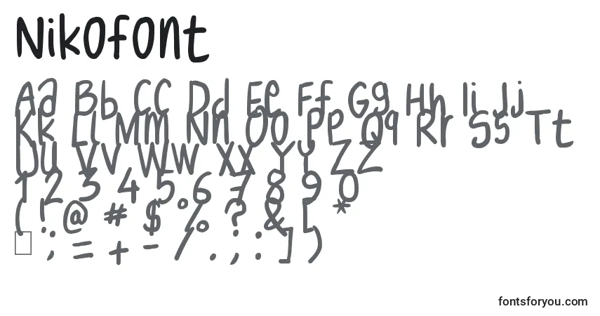 Schriftart Nikofont – Alphabet, Zahlen, spezielle Symbole