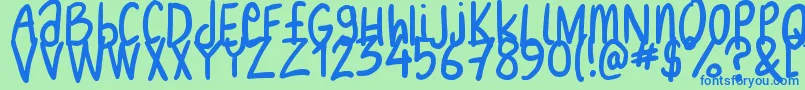 Nikofont-Schriftart – Blaue Schriften auf grünem Hintergrund