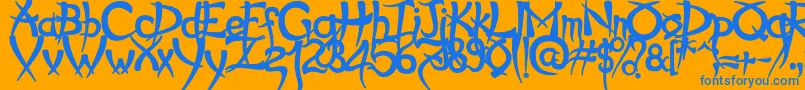 PsychoBold Font – Blue Fonts on Orange Background