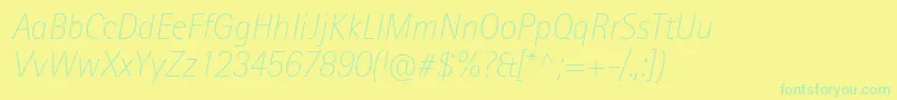 RotisIiSansProExtraLightItalic Font – Green Fonts on Yellow Background