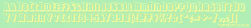 Greatlakesshadownf-Schriftart – Gelbe Schriften auf grünem Hintergrund
