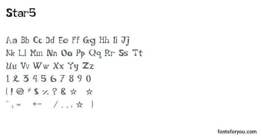 Schriftart Star5 – Alphabet, Zahlen, spezielle Symbole