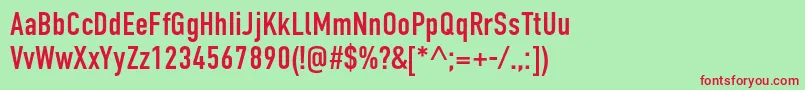 フォントDincondensedc – 赤い文字の緑の背景