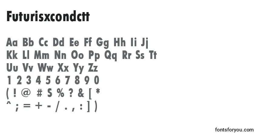 Futurisxcondctt-fontti – aakkoset, numerot, erikoismerkit