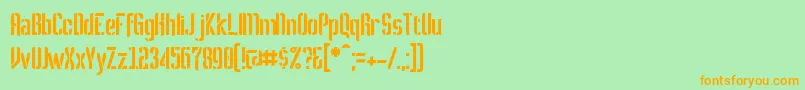 フォントMelbylon – オレンジの文字が緑の背景にあります。