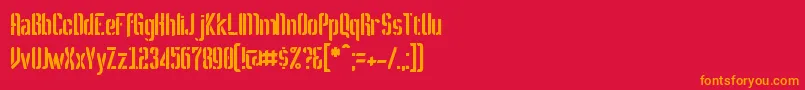 フォントMelbylon – 赤い背景にオレンジの文字