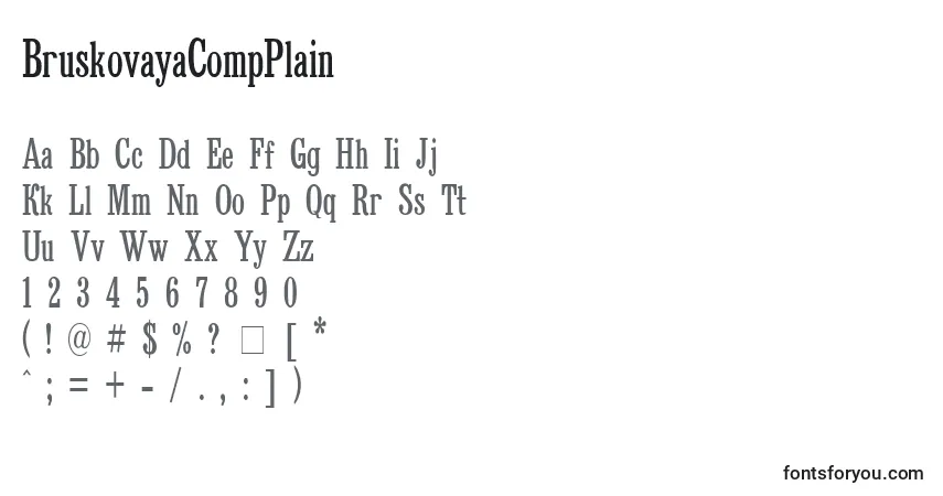 Czcionka BruskovayaCompPlain – alfabet, cyfry, specjalne znaki