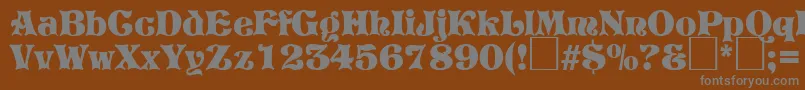 フォントPretoriaRegularDb – 茶色の背景に灰色の文字