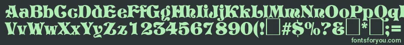 フォントPretoriaRegularDb – 黒い背景に緑の文字