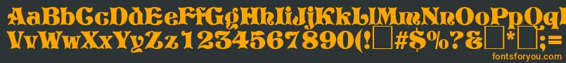 フォントPretoriaRegularDb – 黒い背景にオレンジの文字