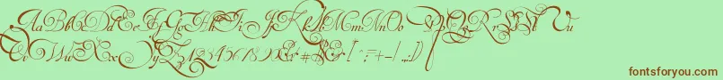 Шрифт VanDenVeldeScriptPersonalUseDemo – коричневые шрифты на зелёном фоне