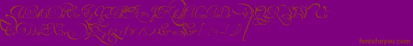 Czcionka VanDenVeldeScriptPersonalUseDemo – brązowe czcionki na fioletowym tle