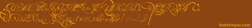 VanDenVeldeScriptPersonalUseDemo Font – Orange Fonts on Brown Background