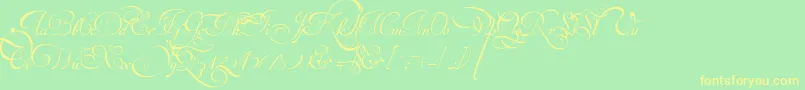 VanDenVeldeScriptPersonalUseDemo Font – Yellow Fonts on Green Background