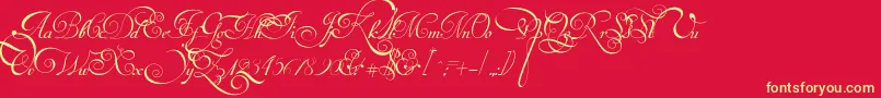 VanDenVeldeScriptPersonalUseDemo Font – Yellow Fonts on Red Background