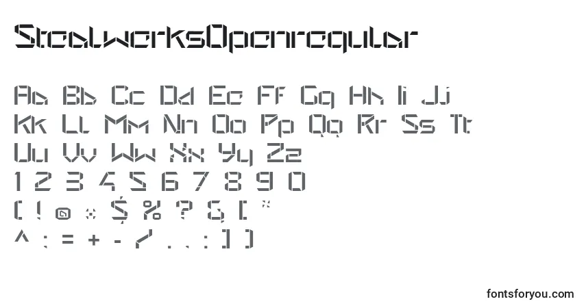 Czcionka StealwerksOpenregular – alfabet, cyfry, specjalne znaki