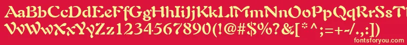 フォントAuriolLtBold – 黄色の文字、赤い背景
