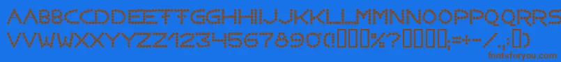フォントPerlenkette – 茶色の文字が青い背景にあります。