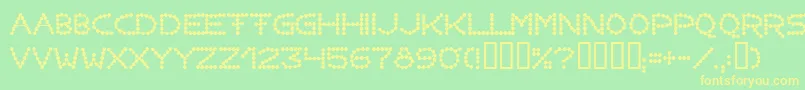 フォントPerlenkette – 黄色の文字が緑の背景にあります