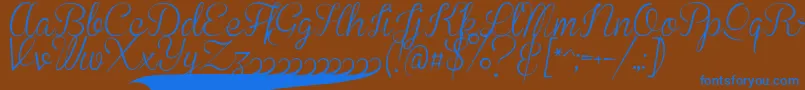 BrannbollSmal Font – Blue Fonts on Brown Background