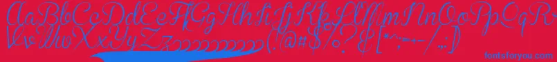 BrannbollSmal Font – Blue Fonts on Red Background