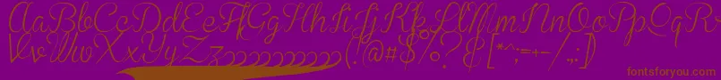 BrannbollSmal-Schriftart – Braune Schriften auf violettem Hintergrund