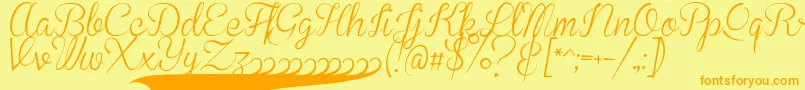 BrannbollSmal-Schriftart – Orangefarbene Schriften auf gelbem Hintergrund