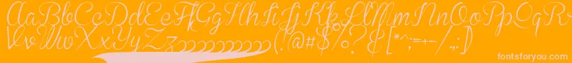 BrannbollSmal-Schriftart – Rosa Schriften auf orangefarbenem Hintergrund