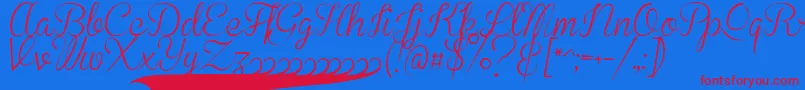 BrannbollSmal Font – Red Fonts on Blue Background