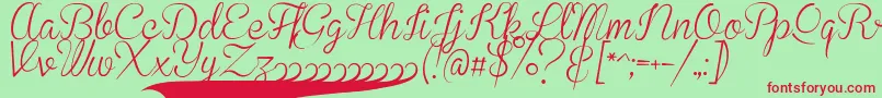 BrannbollSmal Font – Red Fonts on Green Background