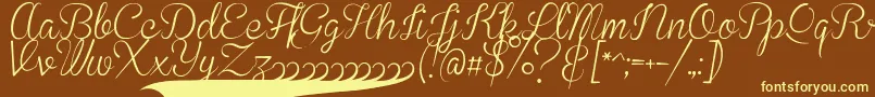 BrannbollSmal Font – Yellow Fonts on Brown Background