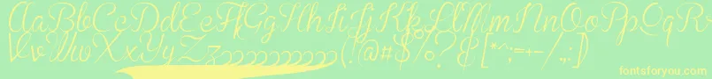 BrannbollSmal Font – Yellow Fonts on Green Background