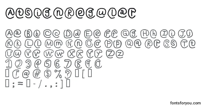 Czcionka AtsignRegular – alfabet, cyfry, specjalne znaki