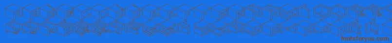 フォントQbicle2 – 茶色の文字が青い背景にあります。