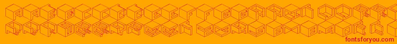 Qbicle2-Schriftart – Rote Schriften auf orangefarbenem Hintergrund