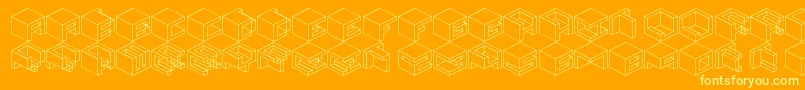 Qbicle2-Schriftart – Gelbe Schriften auf orangefarbenem Hintergrund