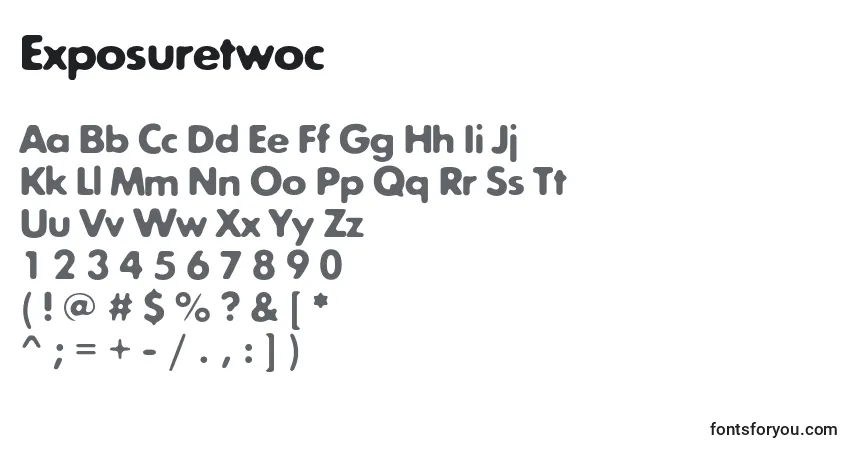 A fonte Exposuretwoc – alfabeto, números, caracteres especiais