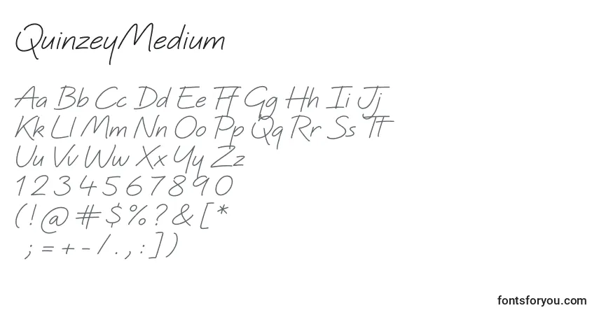 A fonte QuinzeyMedium – alfabeto, números, caracteres especiais