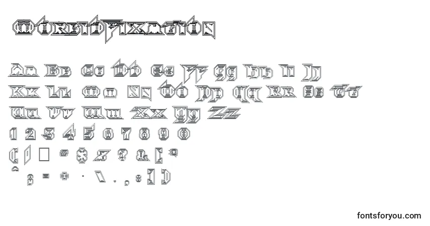 Czcionka MorbidFixation – alfabet, cyfry, specjalne znaki